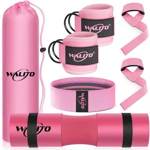 WALITO 8Pcs Barbell Pad Set for Hip Thrust - Squat Pad,Gym Accessories for Women with Bar Bad,Bench Press, with Gym Ankle Straps,Resistance Bands for Working Out,Lifting Strap,Carry Bag WALITO