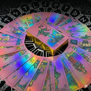 SDIK&SSIK Gradient Pink with Gold Edge Tarot Cards Waterproof Foil Deck for Beginners with Guide Book Chakras Planets Zodiac Signs Elements & Affirmations