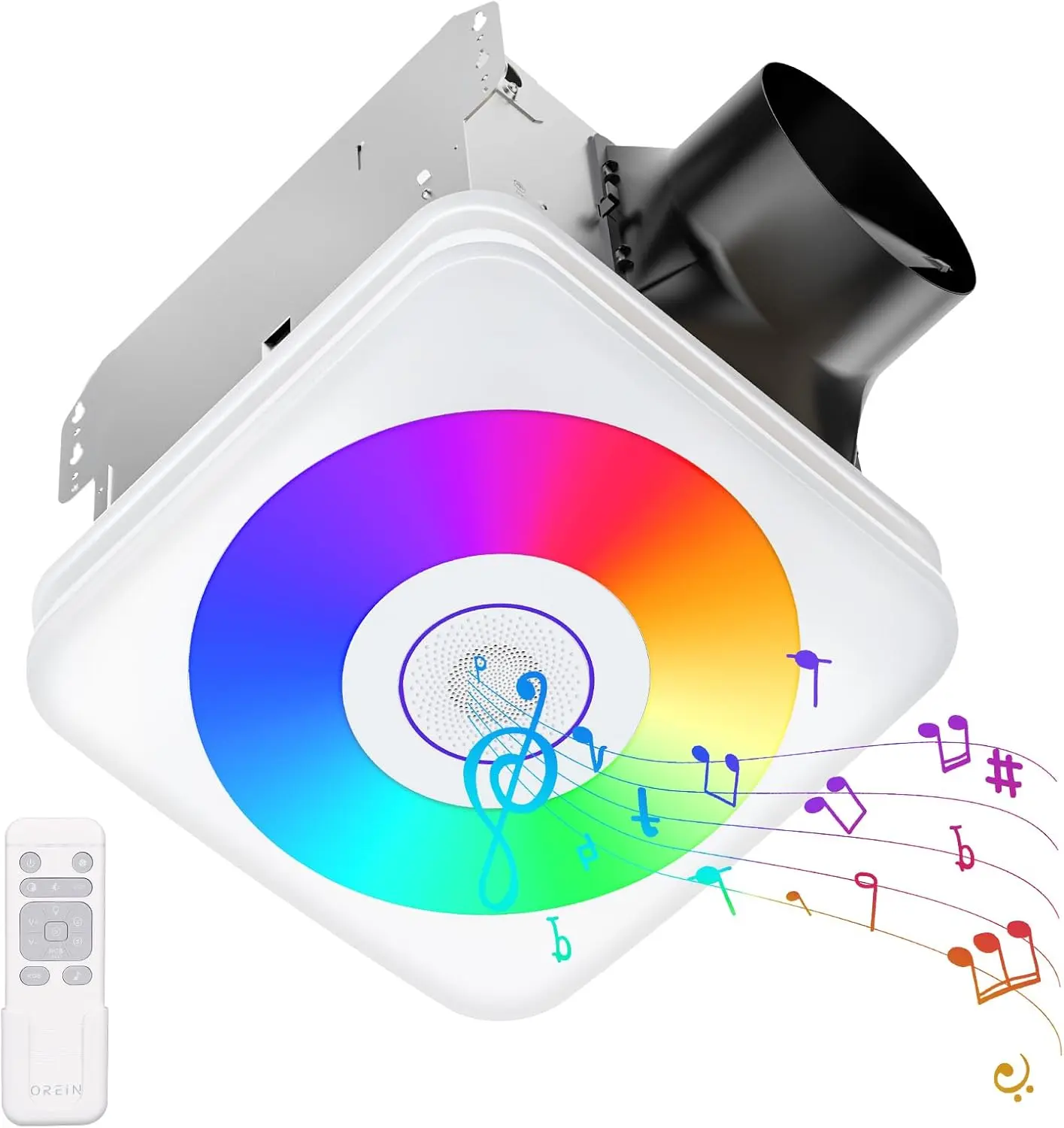 3-in-1 Bathroom Exhaust Fan with Bluetooth Speaker, LED Light, 110/160 CFM Quiet Ventilation, 1500LM, 2700K-6500K Adjustable Color Temp, Night Light, Remote Control, 11.39"x10.42" Ceiling Cut-Out Household Vent Fan
