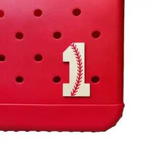 Baseball Number Bogg Charm - Red Plastic Baseball Number Charm for Bogg Bags - Perfect Gift for Women