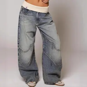 2026 Women's Jeans Pants Fashion Loose Fit Casual Low Rise Denim Pants for Y2K Retro Streetwear Vintage American Style