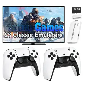 Wireless Retro Gaming Stick with Dual Controllers, 20,000 Games and 19 Emulators, Plug and Play 4K HD Retro Game Console