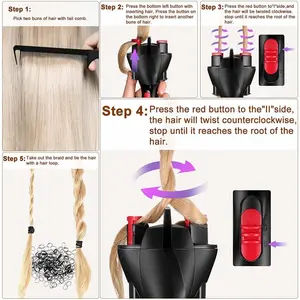 Heatless Haircare USB Electric Automatic Hair Braider - Quick Twist Braiding Machine for Kids, Lazy DIY Hairstyling Tool