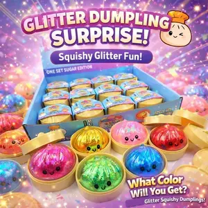 12counts Glitter Dumpling Glitter Dumpling Squishy with Box Dumplings Sensory Squeeze Toy for Stress Relief