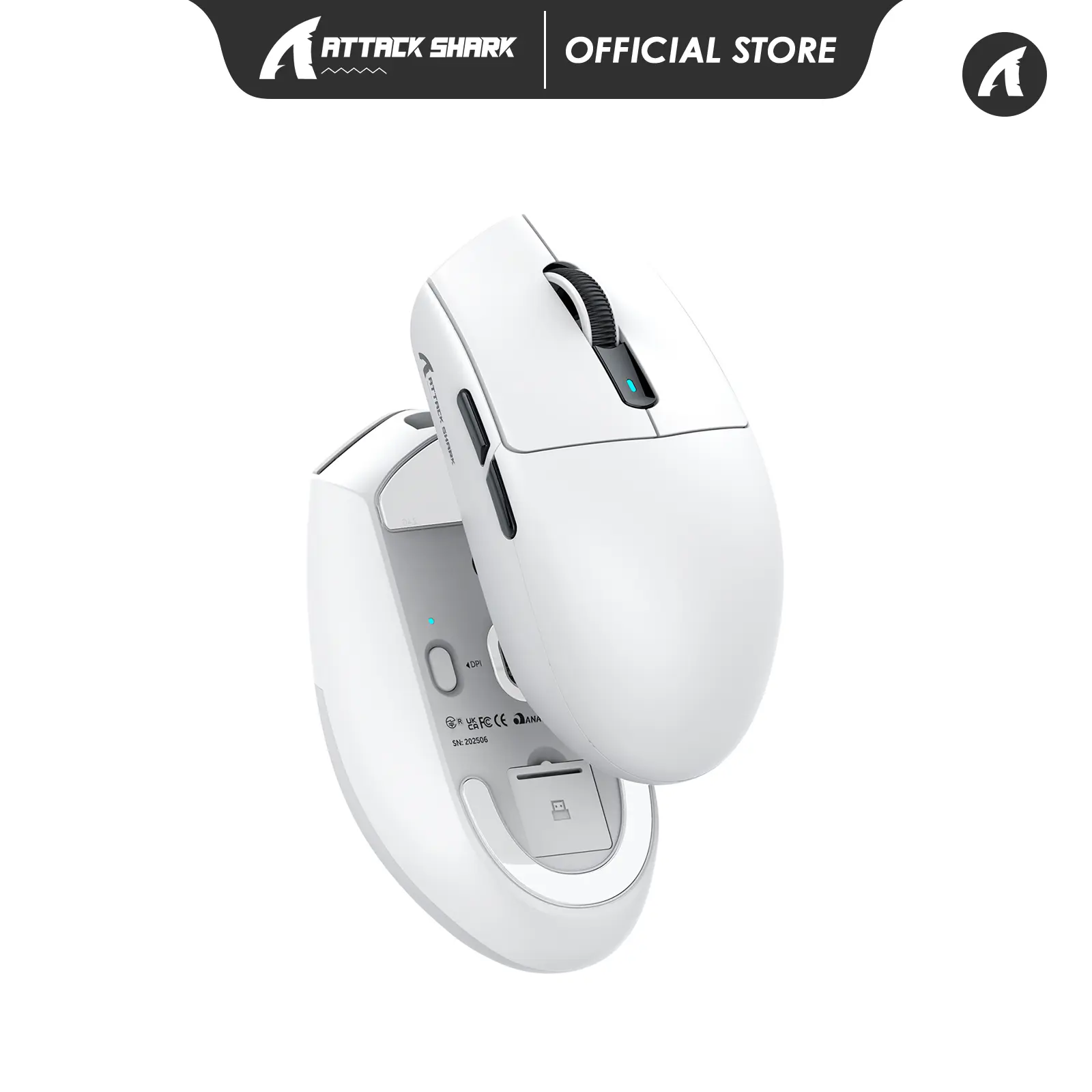 ATTACK SHARK G3 Wireless Gaming Mouse with Tri Mode Wired/2.4Ghz/BT,59g Ultra-Lightweight,25000 DPI,1000 Polling, PixArt PAW3311 Sensor,500mAh Long Battery, Programmable for PC Gamer