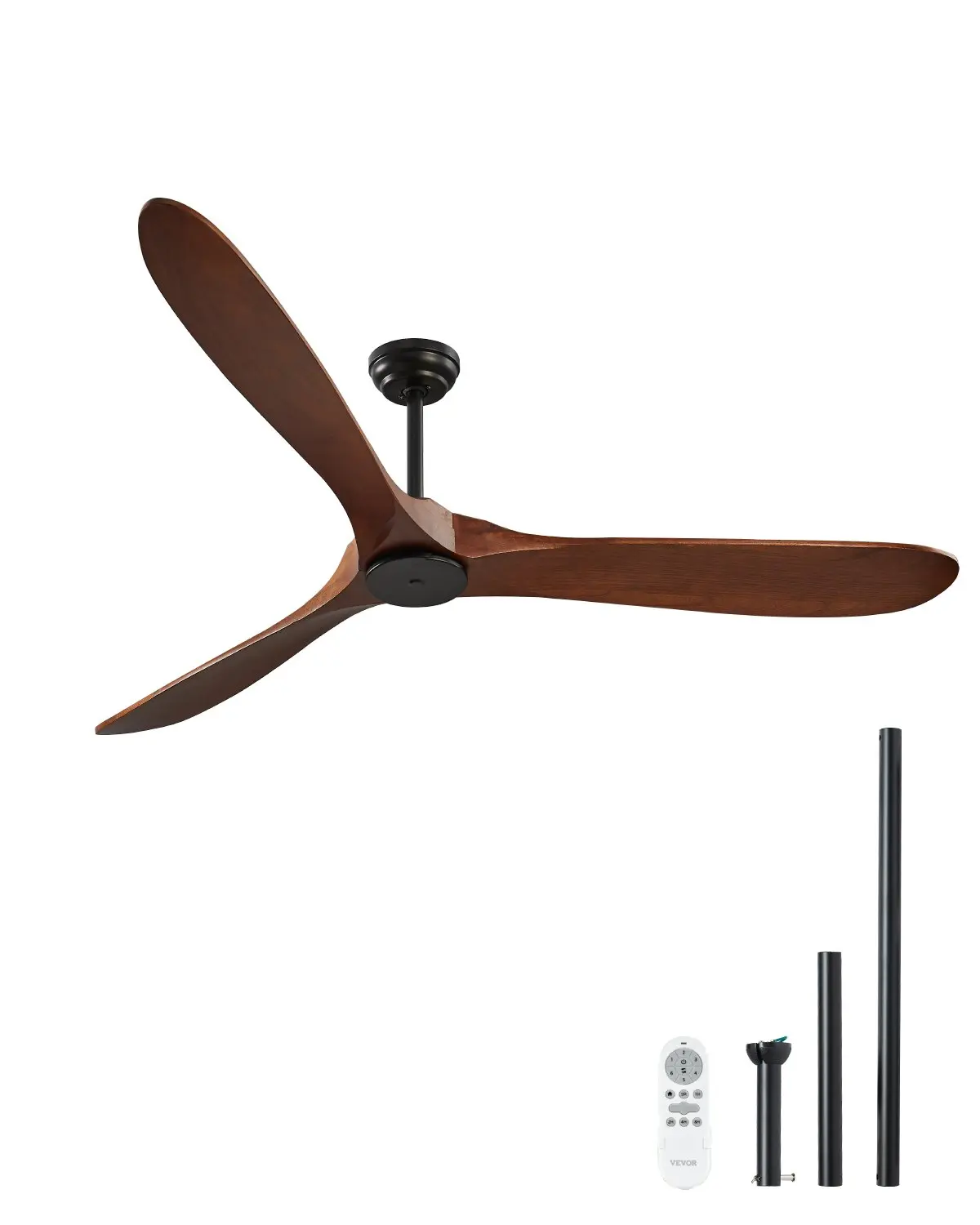 【Summerfinds】VEVOR 72 Inch Ceiling Fan without Light,6-Speed Remote Control3-Wood-BladeReversible DC MotorModern Low Profile Flush Mount Exterior Fan for BedroomLiving RoomPatioIndoor/OutdoorWalnut, Remote-Enabled Ceiling Fans