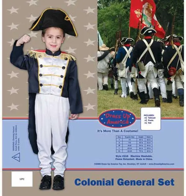 Dress Up America Men's Colonial General Tailcoat Costume Set - X-Large (16-18, 218-XL), Pants, Hat, Bag, 100% Polyester Clothes, Machine Washable, Classic Menswear Special Occasion Outfit