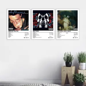 3-piece set: Deftones/Around the Fur/SaturdayNight Wrist music album cover canvas posters, featuring album tracks, modern art, retro music posters, vintage prints, hip-hop, rock. Ideal gifts for home, wall decorations, Modern home decor, frameless