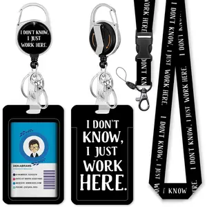HY-KC151 Retractable Badge Holders with Detachable Lanyard, Funny Id Card Holder Keychain Vertical ID Protector Clips, Fashionable Name Tags Clips with Heavy Duty Badge Reel