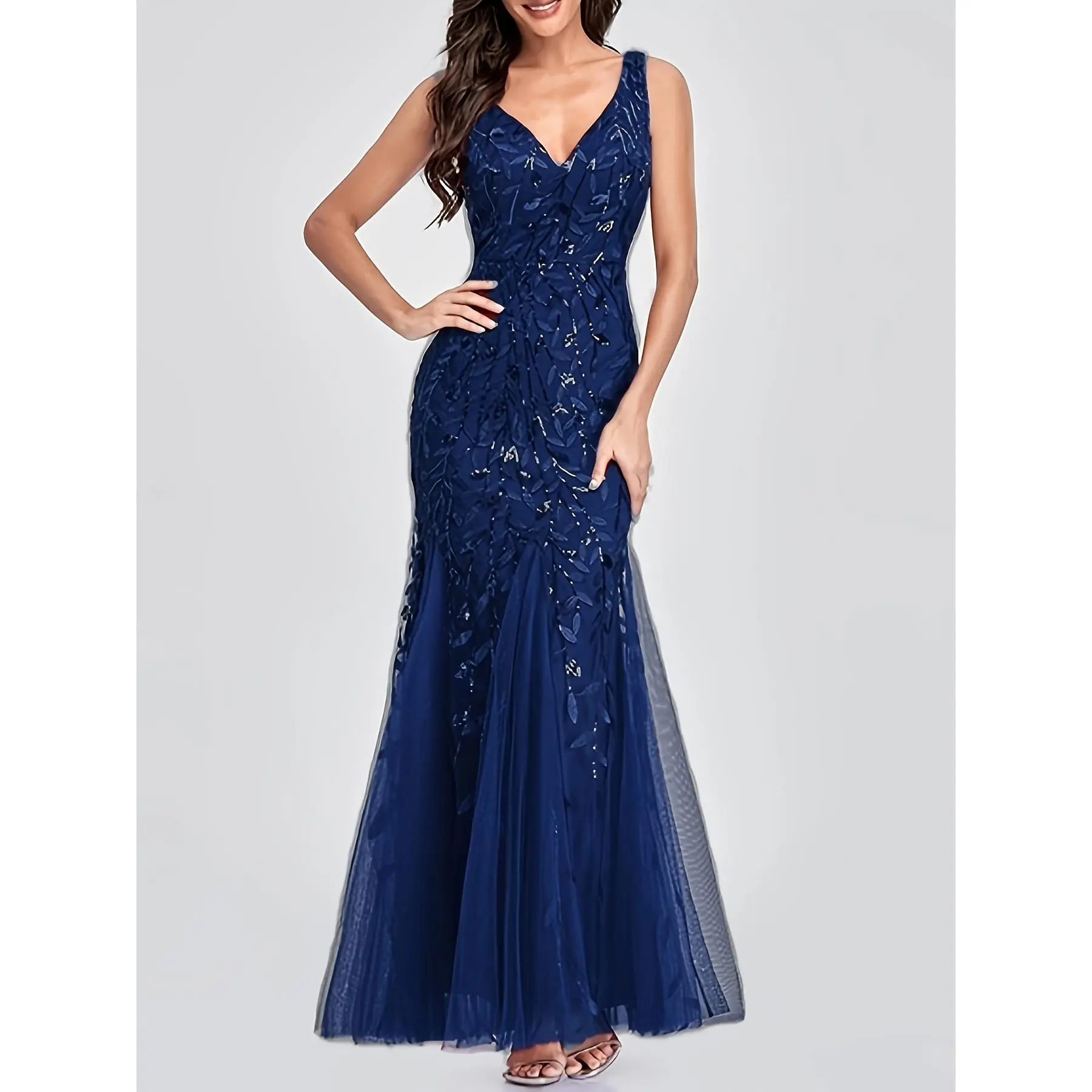 Evening Dresses for Women, Embroidered Dresses in Multiple Colors, Body-hugging Mermaid Skirt, Patchwork Lace Women's Long Dress, Wedding Gown, Christmas Party Attire, Women's Bridesmaid Dress, Sleeveless Vest Dress, Women's Summer Dress