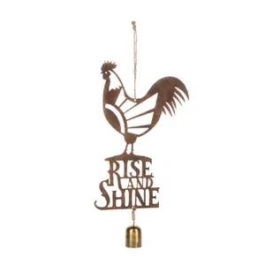 Rise and Shine Rooster Wind Chime - Vintage Style Farmhouse Decor with Bell Chime for Gardens & Porches