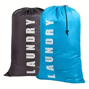 1-Piece Oxford Drawstring Storage Bag, Large Capacity Tote Sack with Letter Pattern, Multi-Purpose Pouch for Clothes, Shoes, Toys, Laundry, Travel, Home Organization, Water-Resistant Lightweight Carry Sack