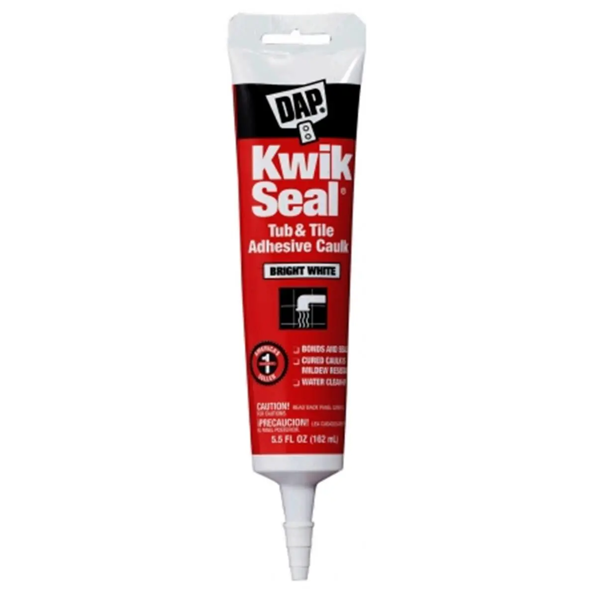 Dap White Kwik-Seal All-Purpose Adhesive Caulk 18001 - 6 oz Paintable, Anti-Leak, Easy-to-Apply, Flexible Home Improvement Caulking Product for Bathroom Leak-Proof Sealing