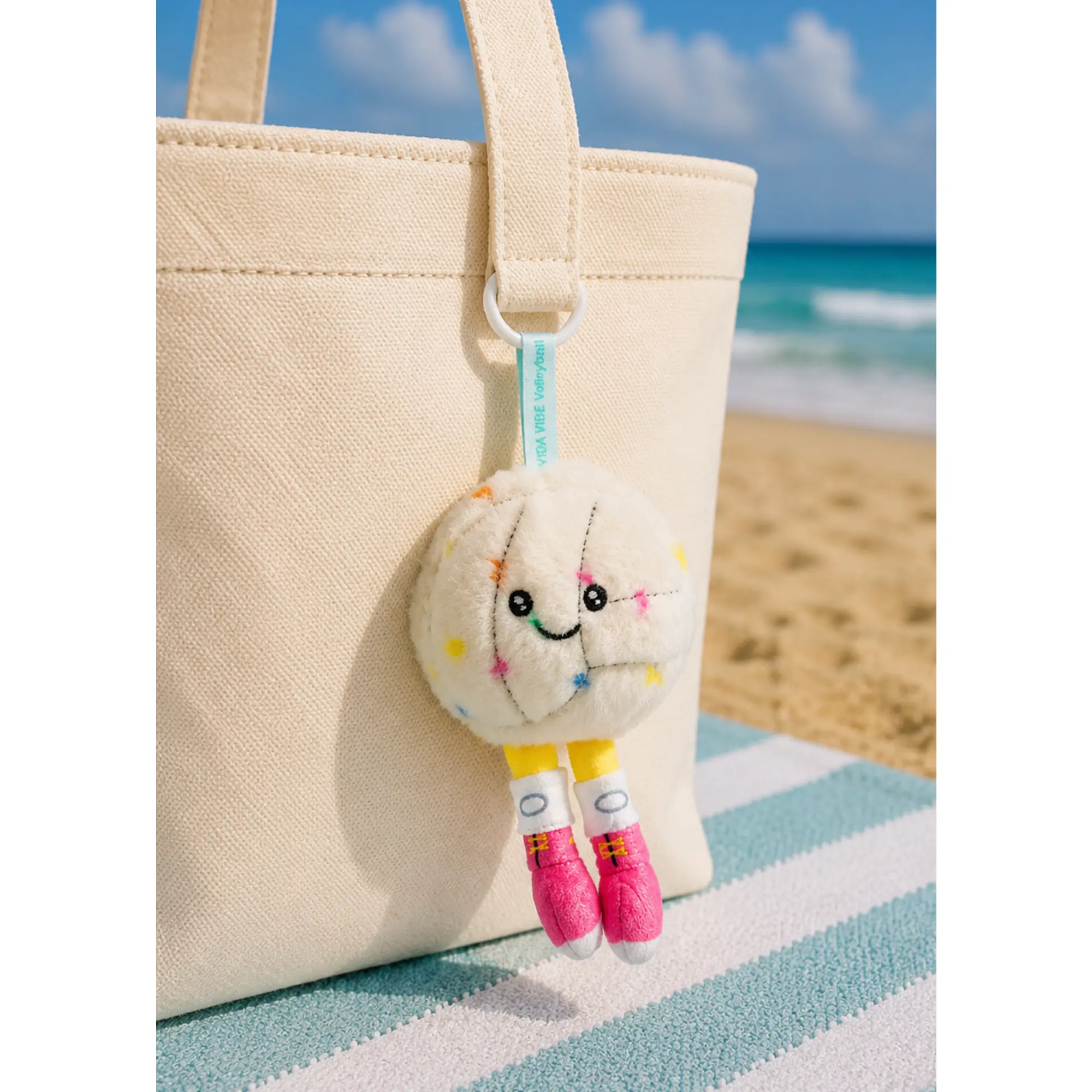 Plush Confetti Volleyball Keychain