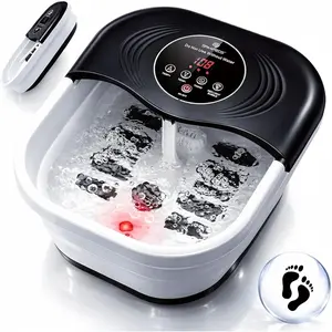 Collapsible Heated Foot Spa with Bubble and Red Light Temperature Foot Bath Massager and Soaking Tub Featuring 8 Shiatsu Massage Rollers Pumice Stone and-in Timer Gift for Wife,Mom