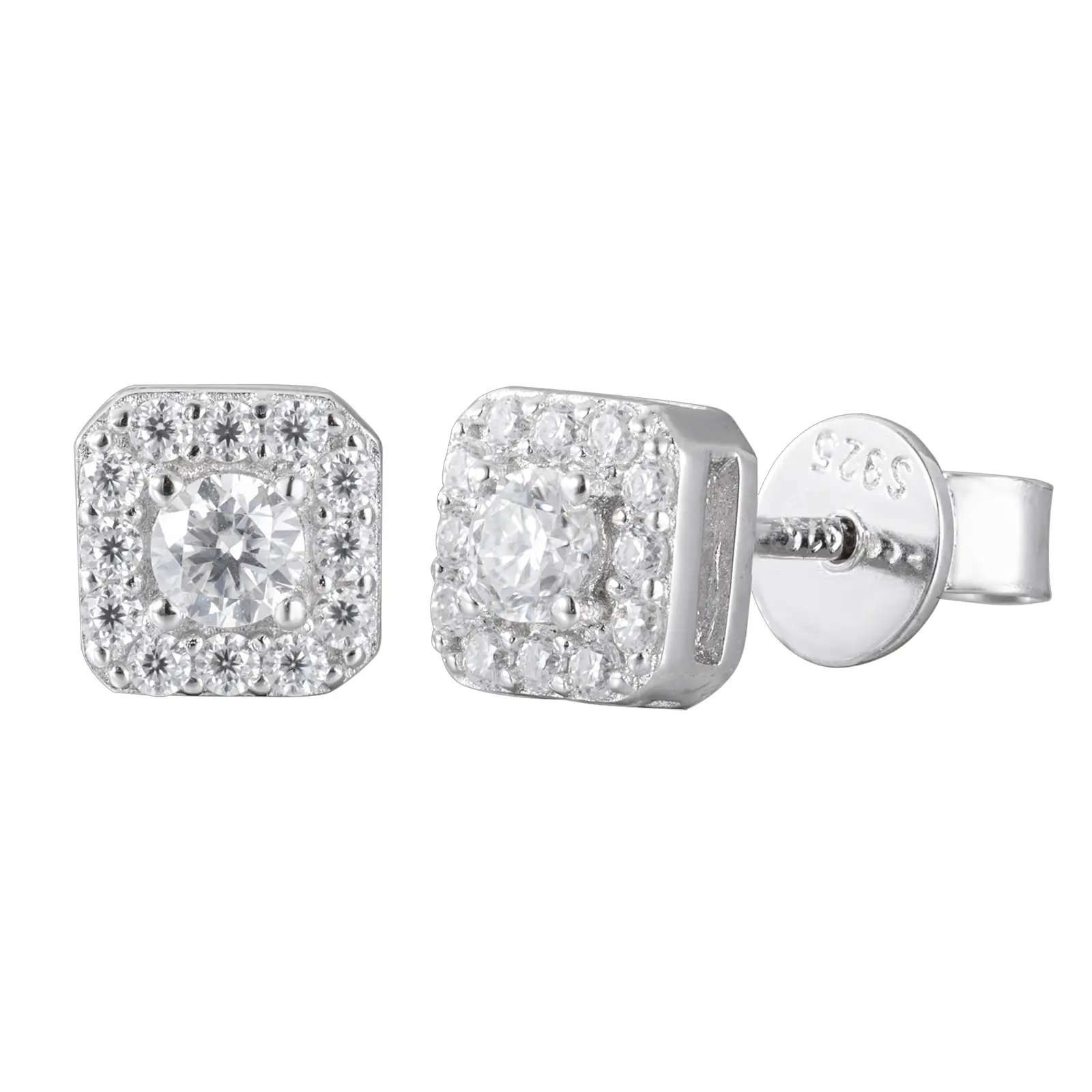 Princess Cut Lab-Grown Moissanite Ear Studs - S925 Sterling Silver Diamond-Look Earrings for Women, Wedding & Birthday Gift