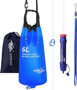 Membrane Solutions Personal Emergency Kit Gravity Water Filter Pro 6L, NSF/ANSI 42&372&401 Certified, Survival Gear for Emergency Preparedness