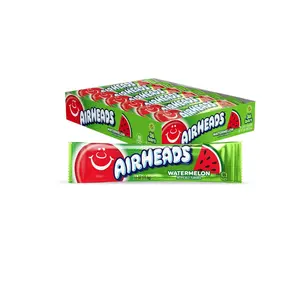 Airheads Candy, Watermelon Flavor, Individually Wrapped Full Size Bars, Taffy, Non Melting, Party, 36 bar of 1 pack