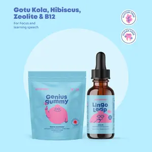 JoySpring Brain Boost Duo – Genius Gummies (60 Gummies) + Lingo Leap (1 oz)