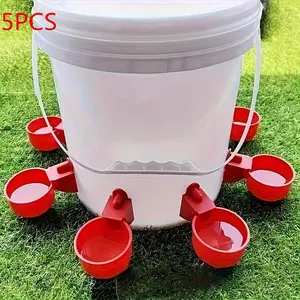 5-Piece Automatic Poultry Waterer Feeder Set, Plastic Chicken Drinking System, Electric-Free Self-Filling Waterers for Ducks Geese Turkeys Rabbits