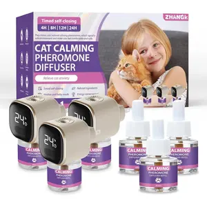 Cat Calming Diffuser Kit with Timer And Memory Adjustable 4/8/12/24H Cat Pheromone Diffuser 3-Pack (48ml Each) Helps Reduce Stress, Spraying, Fighting, Excessive Meowing & Scratching Fits All Cats