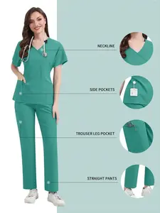Slim-fit Unisex Summer Skincare Clothing | Short-sleeved Tops and Pants Set for Pet Hospitals, Beauty Salons, Spas, and Senior Care Workwear Uniforms