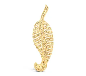 Dallas Prince 14k Gold Clad Chrome Marcasite Feather Brooch