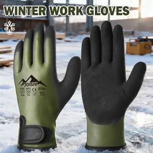 1 Pair Military Winter Latex Gloves with Inner Lining, Anti-Slip Buckle, Suitable for Outdoor Fishing, Ice Work, Cold Weather Activities