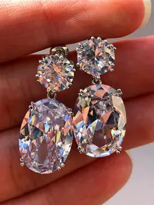 Luxurious High-End Artificial Crystal Oval Earrings, Party Evening Jewelry, Elegant Ear Decorations, Stylish Accessory for Special Occasions, High Quality Earrings, Party Ready