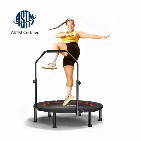 【Halloween Family Workout】SkyBound Folding Exercise Trampoline - 40/48-in, 600 LBS Tested, Springs/Bungees, Adjustable Height U-Bar Handle, Stable Silent Bounce, Home Workout Equipment, At Home Gym Equipment,, Indoor/Outdoor Fitness Gear