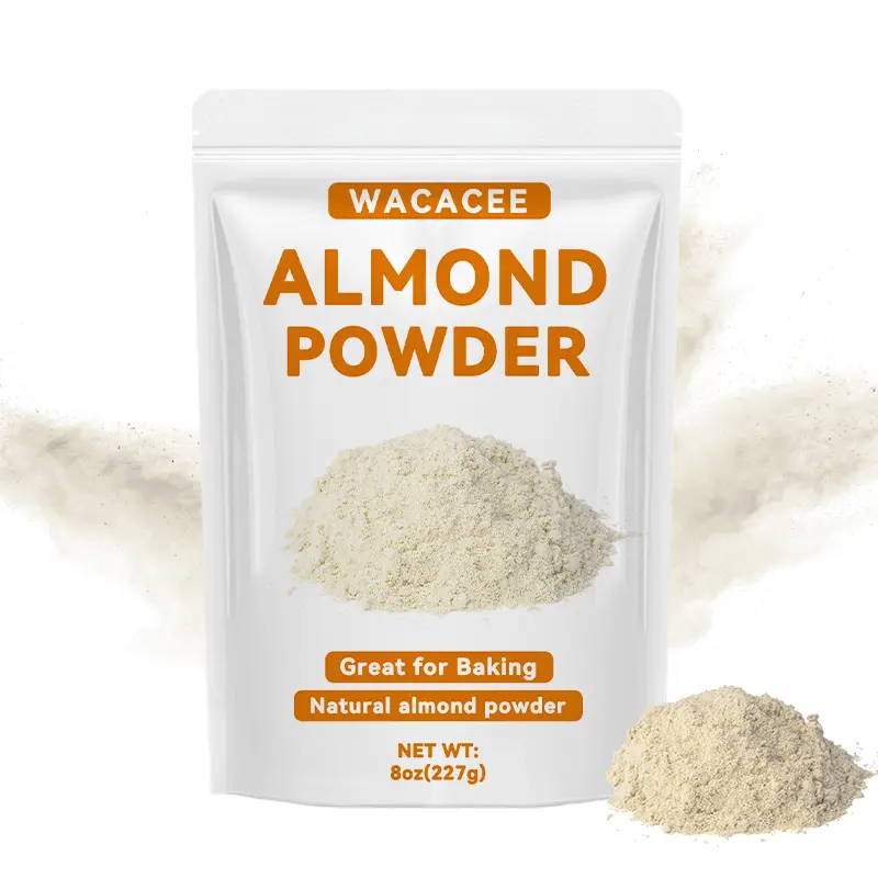 WACACEE Natural Almond Hydration Powder 8oz (227g) - Low-Temperature Processed, No Additives, Fine Texture, Rich Flavor, Nutritious, 24-Month Long Shelf Life, Versatile for Baking Desserts & Daily Brewing, Suitable for All Ages