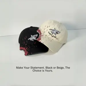Unisex Shark Style Baseball Cap, 2-Pack, Casual Daily Wear, Perfect for Shopping and Travel, Adjustable Fit, Adjustable Hat