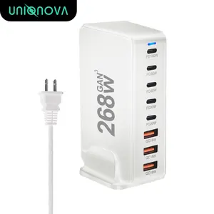UNIQNOVA 8-Ports GaN III Charging Station (5*USBC+3*USBA) PD TypeC Fast Charger Power Adapter for Laptop MacBook iPad iPhone Android Console