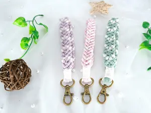 Macrame Wristlet  Macrame Keychains Boho Keychains Braided Macrame Wristlet  Key Accessory