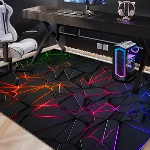 Soft Geometric Pattern Gaming Area Rug, Modern Abstract Rug, Gaming Rugs, Perfect for Bedroom & Game Room Decor, Comfortable Floor Mat for Living Room, Kitchen, Entryway