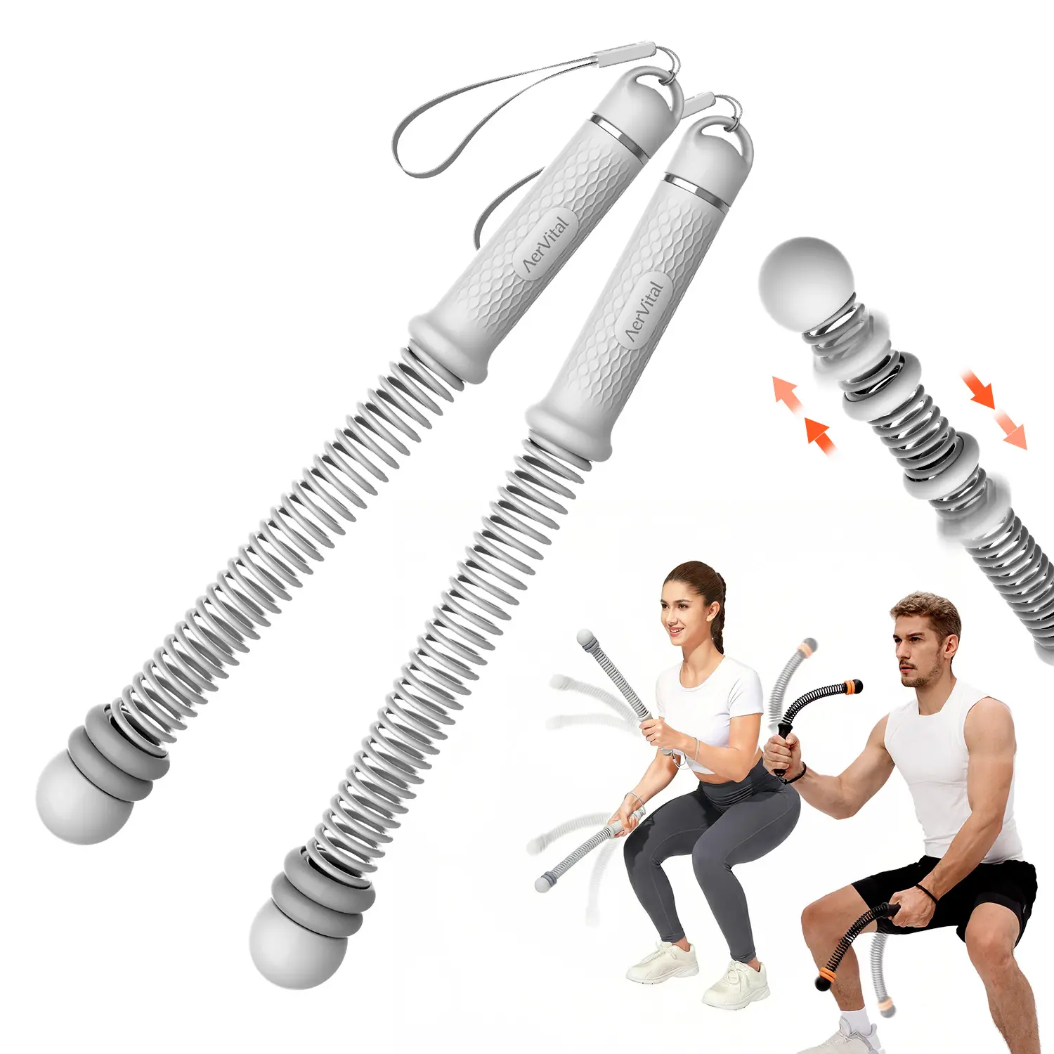 AerVital Weighted Cordless Battle Ropes, Portable Home Gym Kit with Silicone Handles for Men & Women, Space-Saving Fitness for Strength Training & Cardio, Cordless Rope Fitness, Gym Sessions, Grip Handle, Battle Ropes Hand Strengtheners