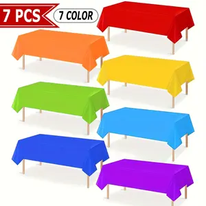 Rainbow Party Tablecloth Set, 54x108 Inch Disposable Plastic Rectangle, Easy Clean Waterproof Oilproof, Perfect for Weddings Picnics Graduations