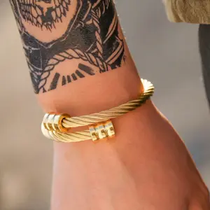 18k gold plated men's bracelet with twisted lace design suitable for everyday wear