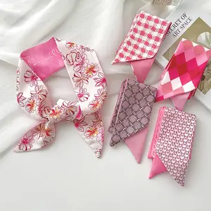 Women's 5-Count Multifunctional Female Girly Accessories Set - 33x2.4in Neck Wraps, Headbands, Bag Accents in Assorted Prints for Adult Casual Daily Use, Summerwins, Floral Print Scarf
