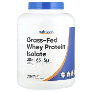 Nutricost Grass-Fed Whey Protein Isolate, Unflavored, 5 lb (2,268 g)