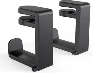 Rotating Headphone Stand -  PC Gaming Headset Stand, Adjustable Clamp-on Headphone Holder, Headphone Hanger Hook Under Desk with 360  Swivel& Clip Organizer - Black, 2 Pack