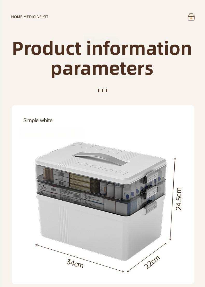 Large Capacity 3-Layer Emergency Medicine Storage Box with Handle - Portable First Aid Kit Organizer, Dust-proof & Light-proof Medical Case for Home, Family & Travel - Premium Odorless PP Material