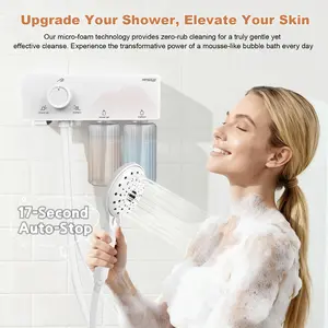 17-Second Auto-Stop Smart Foaming Machine Shower Head System, Shower Faucet Set, 1-Click Switch Between Shampoo, Body Wash & Water, Automatic Bubble Maker, Ideal for Family & Pet Use, bathroom upgrade equipment