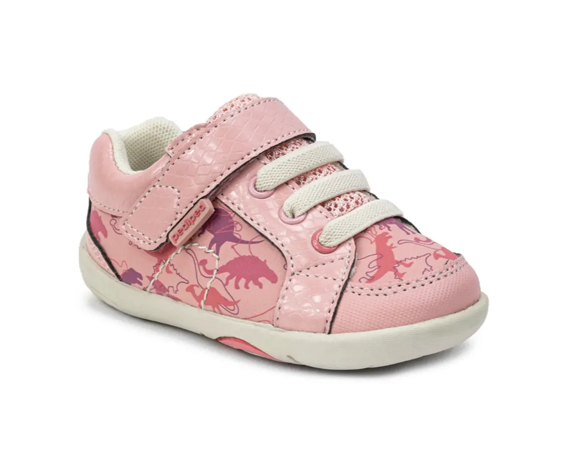 Pediped Dani - Grip 'n' Go/ Flex  Pink Dino Shoes for Growing Feet Comfort Durability Style Secure Fit Flexible Healthy Foot Development