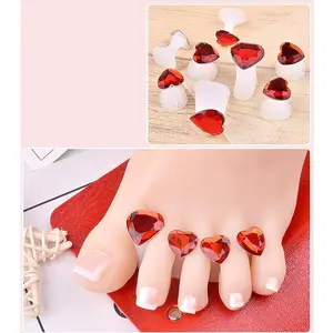 Nail Silicone Finger Splitter Toe Splitter Daisy Water Drip Rhinestone Decorative Nail Tool Toe Divider Toe Separators Nail Care Special Accessories 8 pcs/pack