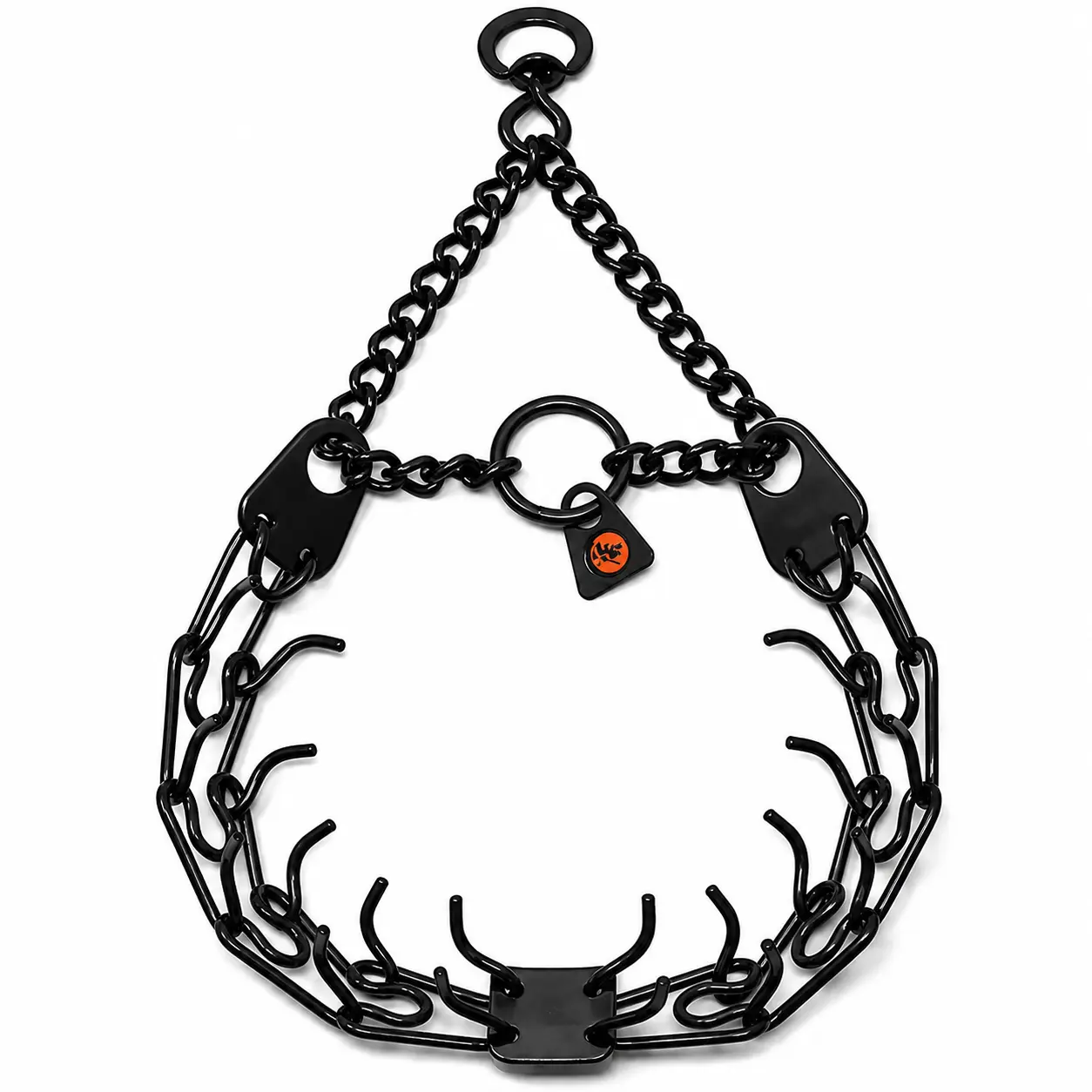 Herm Sprenger Black Stainless Steel ULTRA-PLUS Prong Collar – Swivel, Center Plate & Assembly Chain