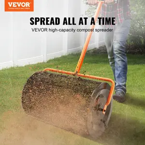 【Summervibes】VEVOR Compost Spreader Peat Moss Spreader 24 inch Wide 24.4-26.4" Height Adjustable Lawn & Garden Spreaders Compost, Top Soil, Mulch - Durable Lightweight Multi-Purpose Yard Care Equipment