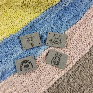 Assorted Animal Tags - Card of 4 - Gray Faux Suede