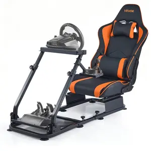 summervibes VEVOR Racing Wheel Stand, Heavy-Duty Simulator Cockpit Steering Stand with Dual-Rail Dual-Arm, Fit Logitech G25, G27, G29, G920, G923, Thrustmaster T300RS, TX F458, T500RS, T3PA-PRO (F1/GT) and CSR Pedals, Sim Racing Cockpit, Dual-Rails