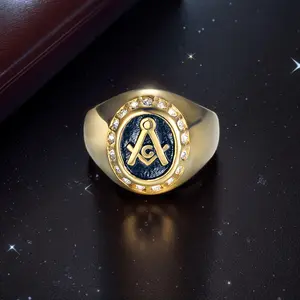 1 Pcs Men's Stainless Steel Gold Zircon Letter Moissanite Ring, Luxury Exquisite Punk Hip-Hop Costume Jewelry, Wedding Ring, Fashion Accessory Gift, Moissanite Rings,summerwins